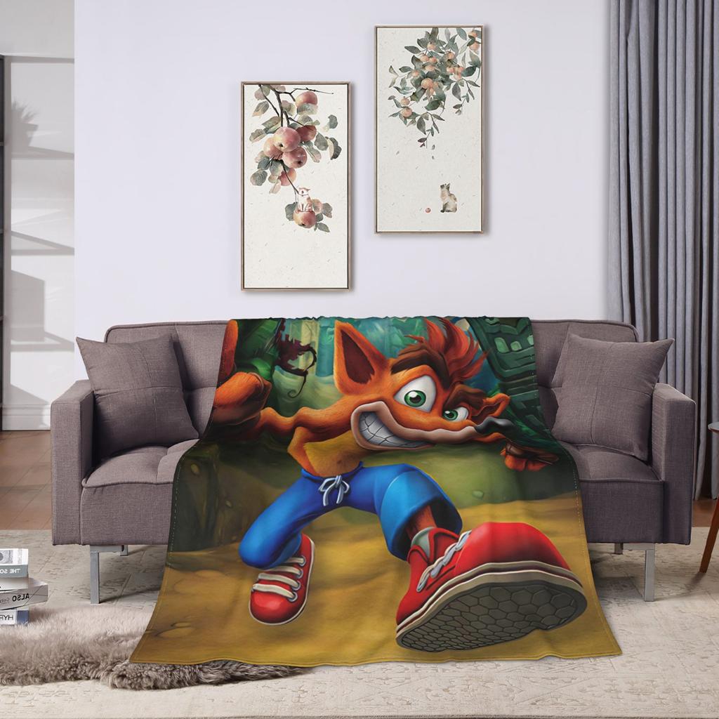 Crashs Bandicoots Soft Blanket Picnic Plush Bedding Throws Pattern Outdoor Flannel Bedspread Sofa Bed Cover