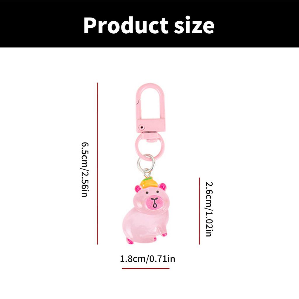5Pcs Night Glow Function Keychain Funny Bag Charm Capybara Key Chain Phone Ornament Decors for Key Backpack Decoration