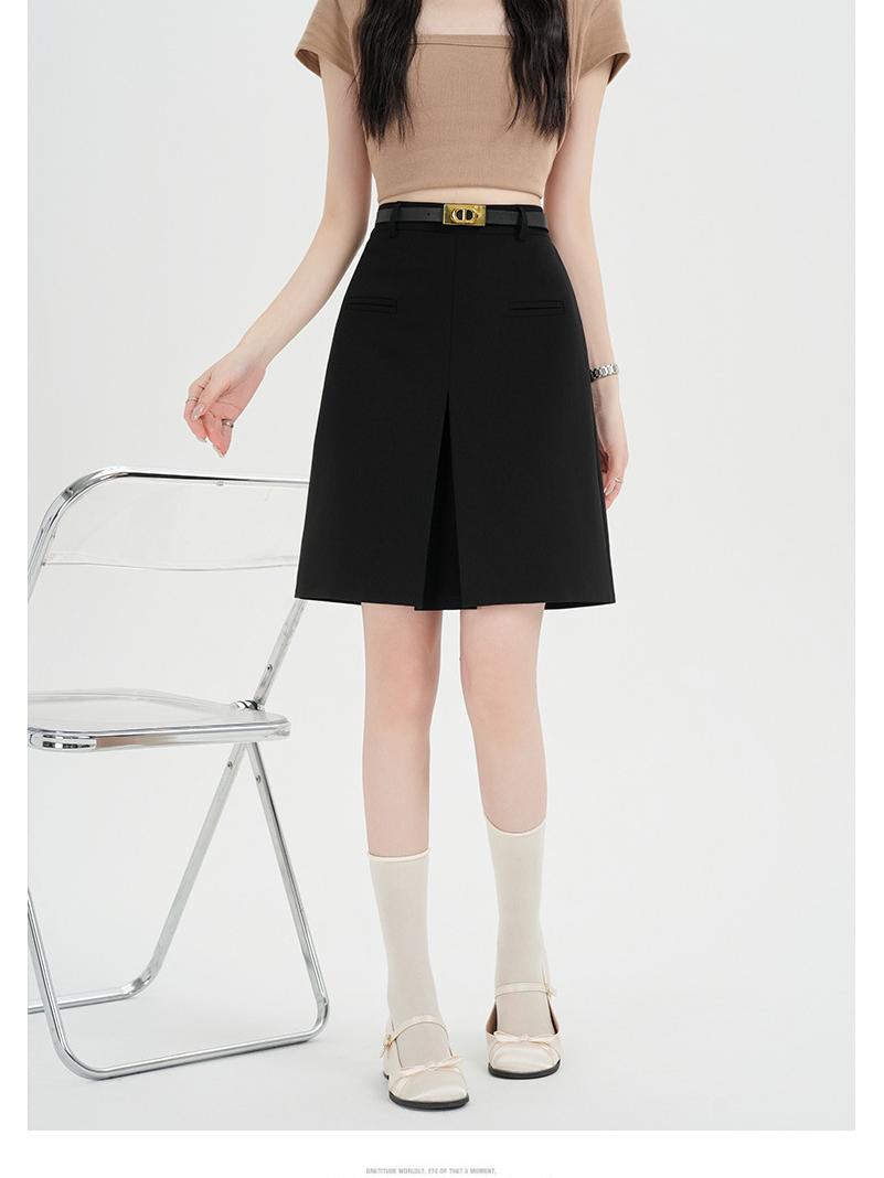 

2025 Spring/Summer Women s Versatile Gray A-line Pleated Skirt, Mid-length, High-end Feel, Slimming Design. Small чёрный