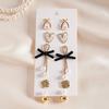 Ten-piece Set of Diamond-set Pearl Drop Oil Bow Love Silver Needle Stud Earrings Versatile Earrings