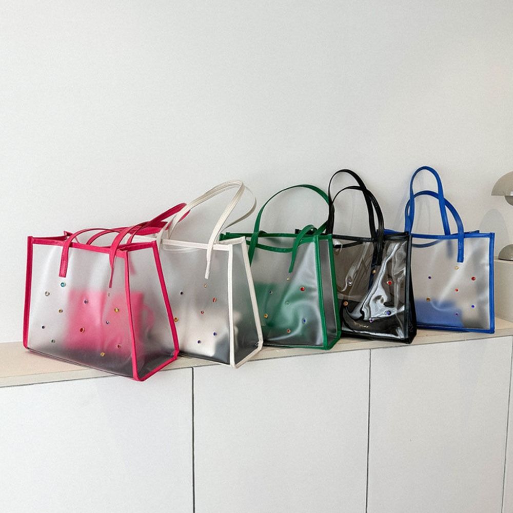 2pcs/set Beach Jelly Shoulder Bag Waterproof Shopping Bag Casual Transparent Totes Bag  Outdoor