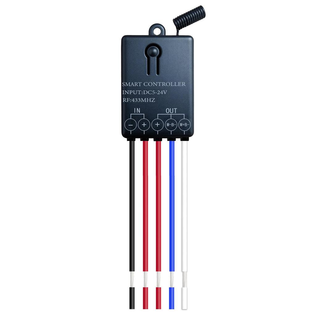 DC 5V/12V/24V Wireless Remote Control Switch for Motor Forward/Reverse Rotation, 20A Dual Output Receiver