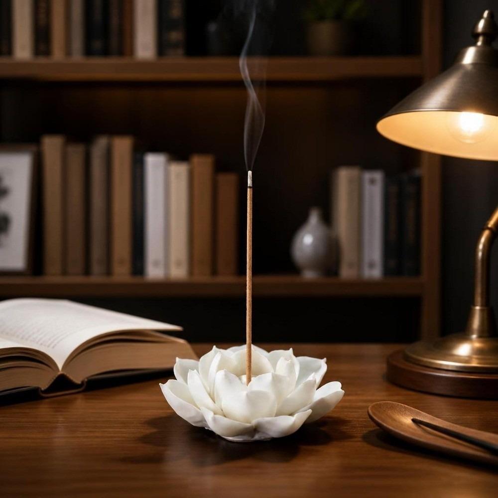 Flower Design Incense Stick Holder Ceramic Lotus Aromatherapy Stand Incense Burner Home Decor