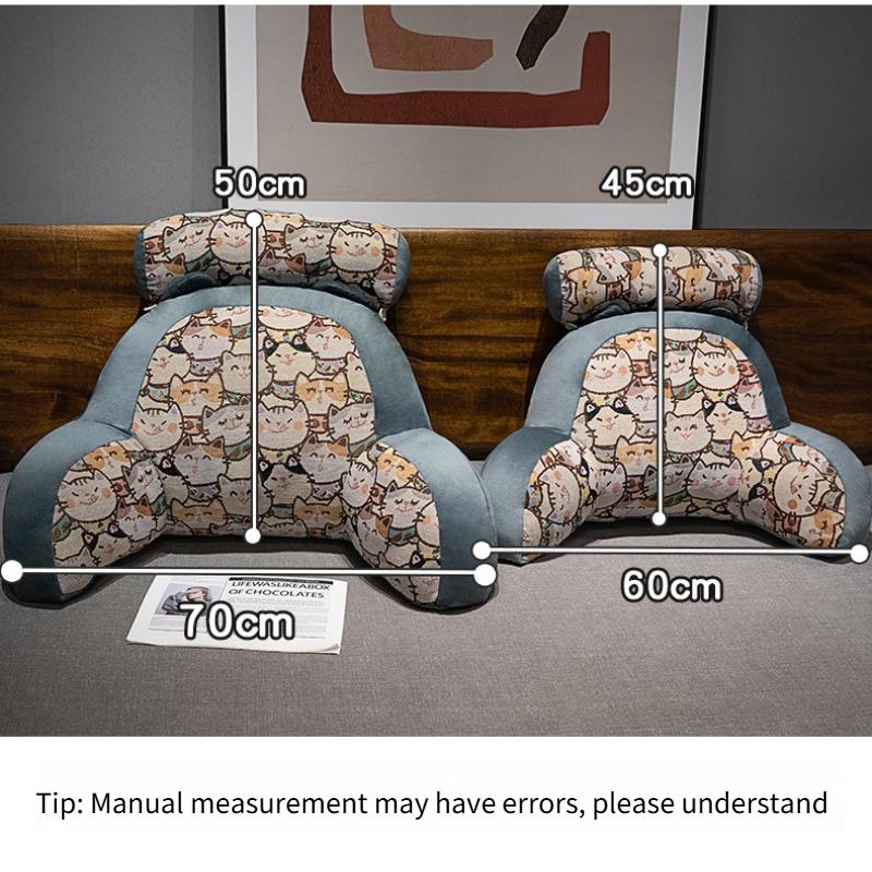 Retro Printed Headboard Cushion Plump Filling Soft Waist Protection Mats Large Backrest Sofa Hug Pillow Home Bedroom Study Office Reading Pillow