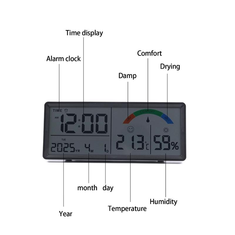 Multifunctional Electronic Clock Indoor Temperature Monitor Easy Setups Battery Operated with 2 Alarm and Snooze Feature
