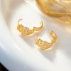 Heart-Shaped Hip Hop Zirconia Stud Earrings with European & American Design