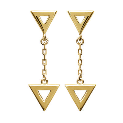 [N0037] - Gold Plated 'Triangle' Earrings - 37x8 Mm