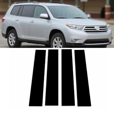 4ks Stylingové díly pro Toyota Highlander 2008-2013 Sloupky oken Samolepky pro dekoraci dveří Vnější lišty automobilu Příslušenství