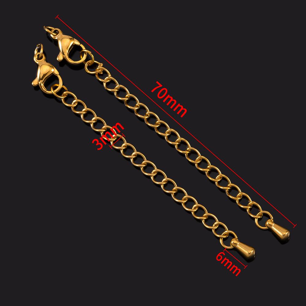 5pcs Extension Tail Chain with Lobster Clasps Stainless Steels Extended Chain for DIY Bracelet Necklace Connector Jewelry Making