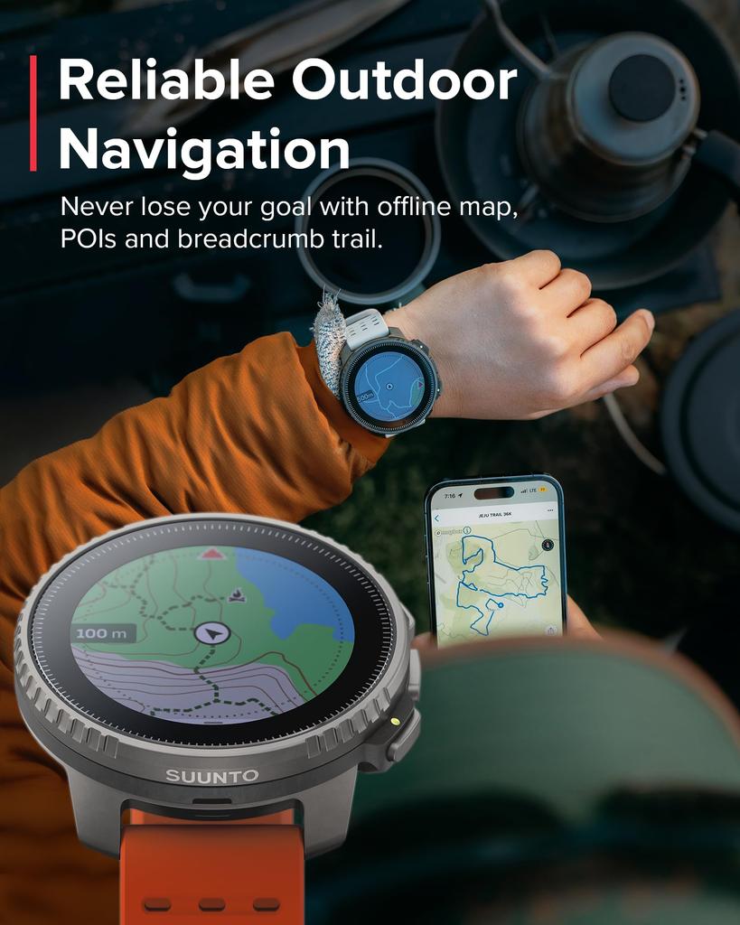 SUUNTO VERTICAL TITANIUM SOLAR CANYON Solar Smartwatch with GPS, Altimeter, and Barometer (SS050861000)