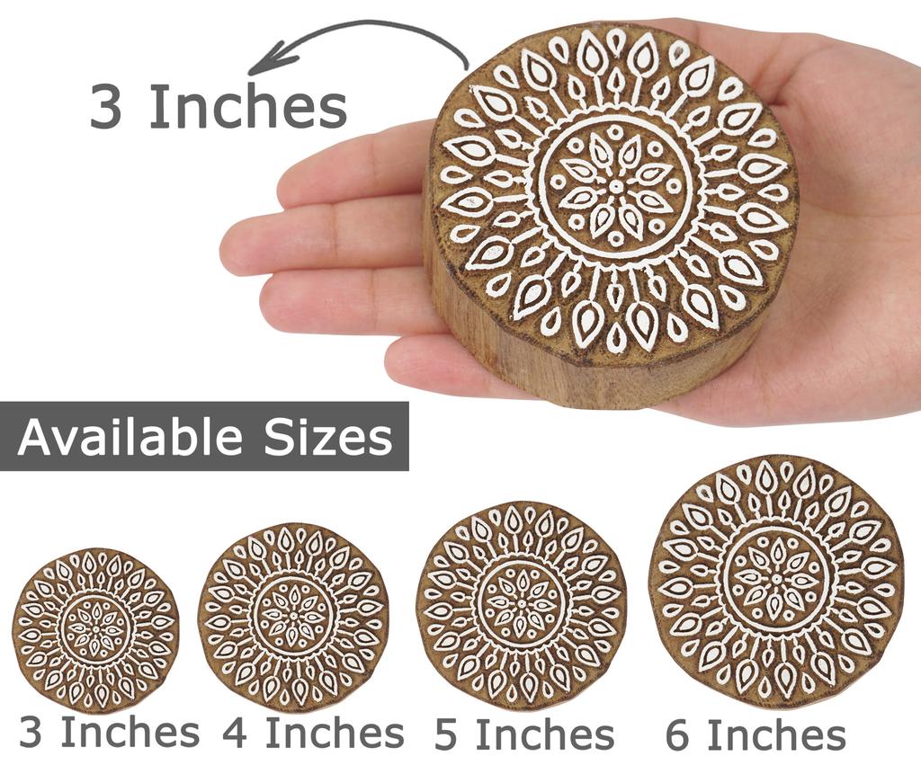 IBA Indianbeautifulart Textile Printing Block Asian Mandala Hand Carved Wooden Stamp Wood Block Printing Textile Stamps For Fabric  Pottery Blocks-3