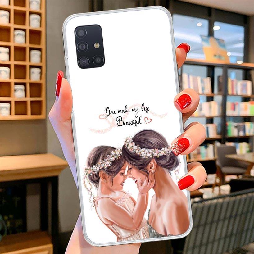 Mom Baby Girls Cover Phone Case For Samsung Galaxy A12 A22 A32 A52 A72 A02S Phone Case Note 20 Ultra 10 S10 Plus A51 A71 A50S A2