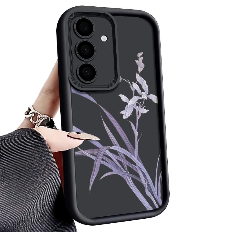 Purple Orchid Floral Pattern Case For Samsung Galaxy A57 A37 A17 A56 A36 A26 A16 5G A55 A35 A15 A54 S21 FE S22 S23 S24 Plus S25 Edge S26 Ultra Cover