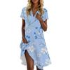 Women's Casual Fashion Stand Collar Floral Print Short Sleeve Dress