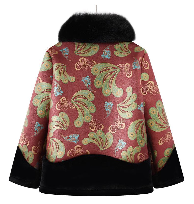 Grandma's Winter Plush Fur Collar Coat - Warmth for Middle-Aged and Elderly Women