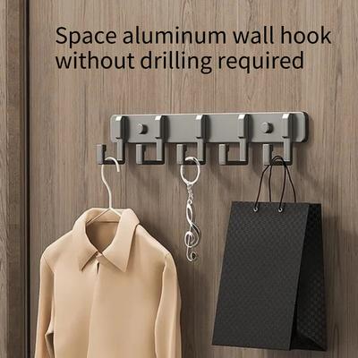 1PC Row Hooks Aluminum Wall Mounted Key Hook, Wall Hanging Towel Rack, Wall Rack Hook, Bedroom Bathroom Clothes Hanger, Toilet Wall Mounted Row Hook