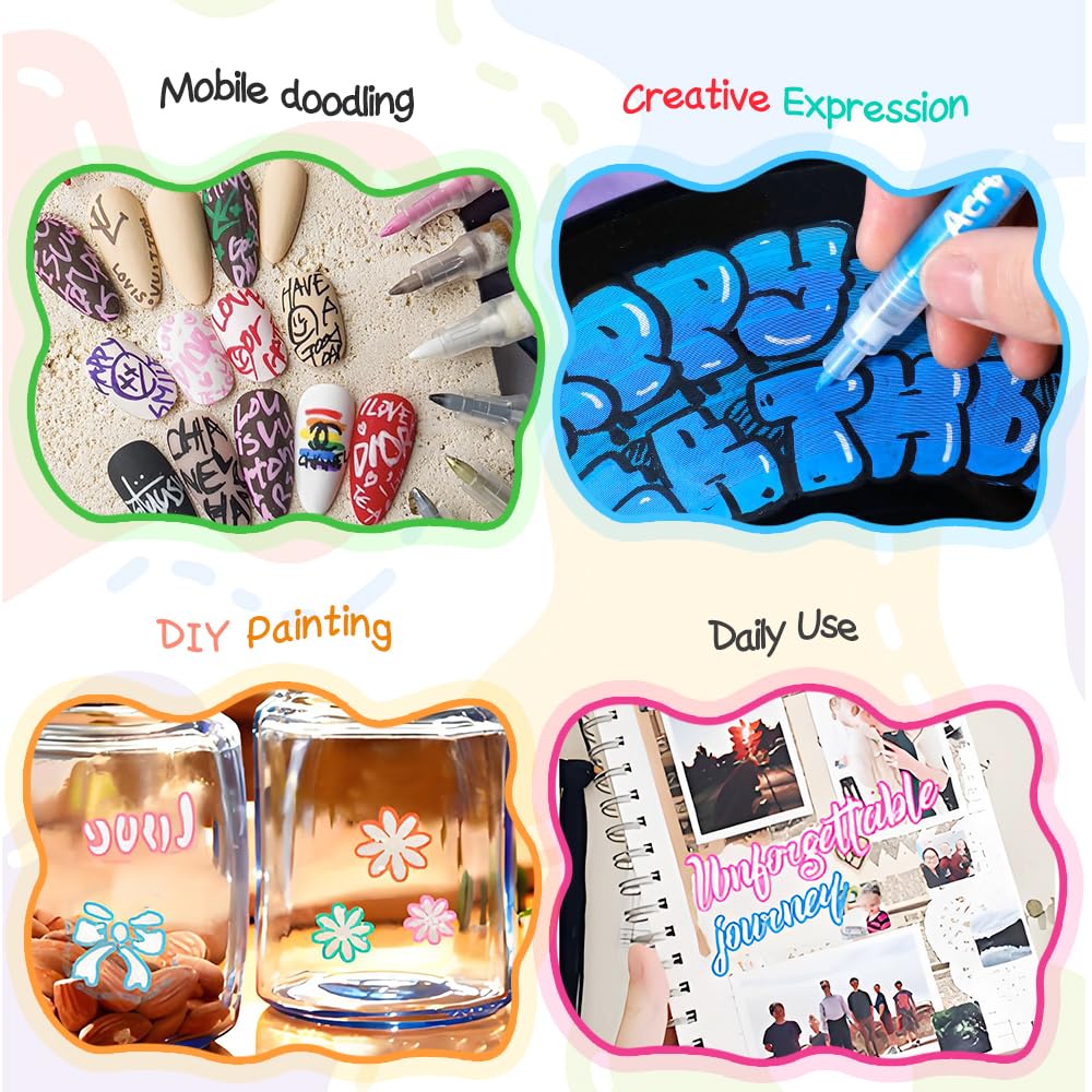 3D 0.7MM Quick Dry Essentials Nail Art Pens Set Spring Summer for Nail Art Design Acrylic Paint Makers Drawing Point Liner Pen Dotting Tools