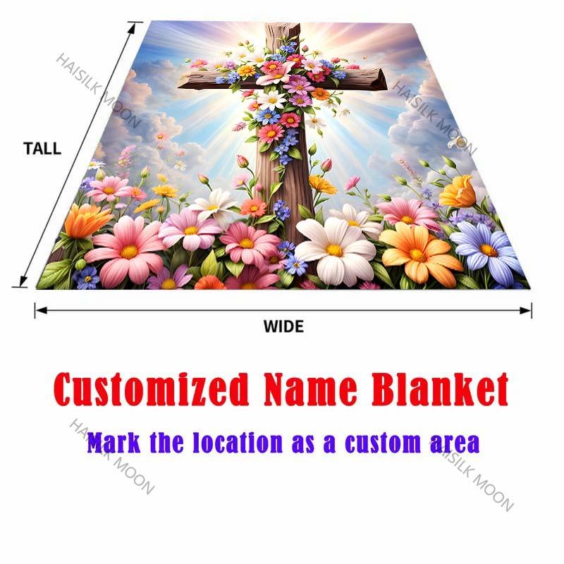 Flower Cross Pattern Believer Blanket Warm Soft Fluffy Kids and Adult Sofa Bed Throw Blanket Suitable Home Travel Camping Gifts
