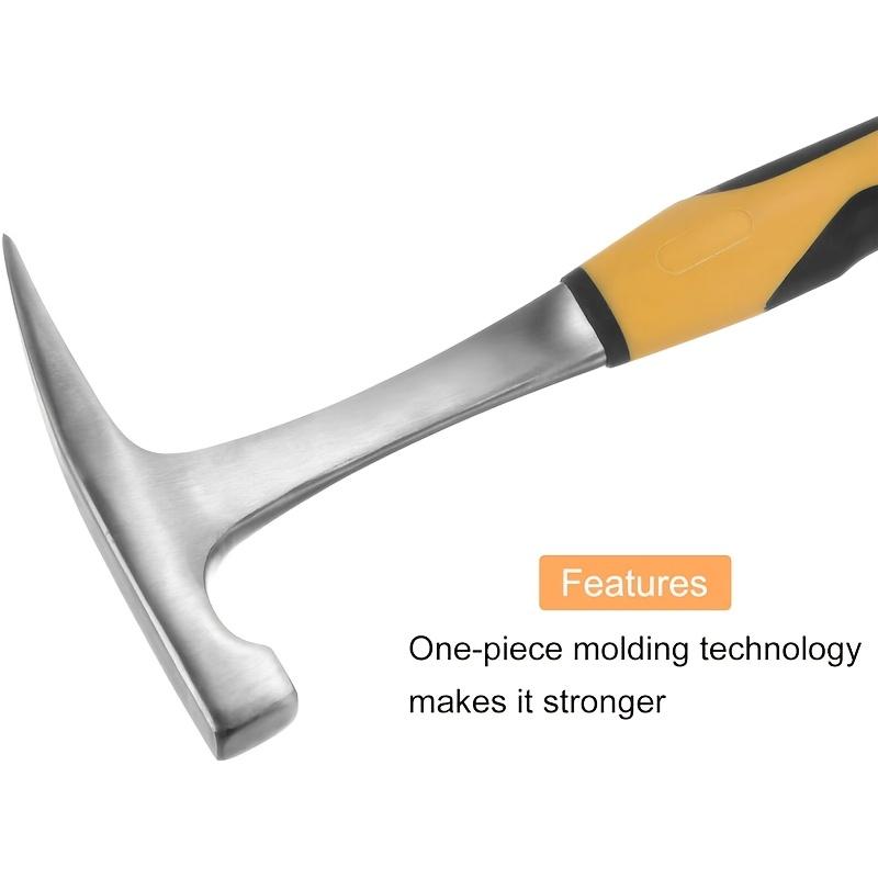Damaly,1pc High Carbon Steel Rock Pick Hammer, All-Steel Geological Claw Hammer with Non-Slip Rubber Handle, Brushed Finish