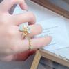 Medieval Vintage Flower Butterfly Enamel Diamond Open Ring Stacked With Niche High-End Light Luxury Ring Woman