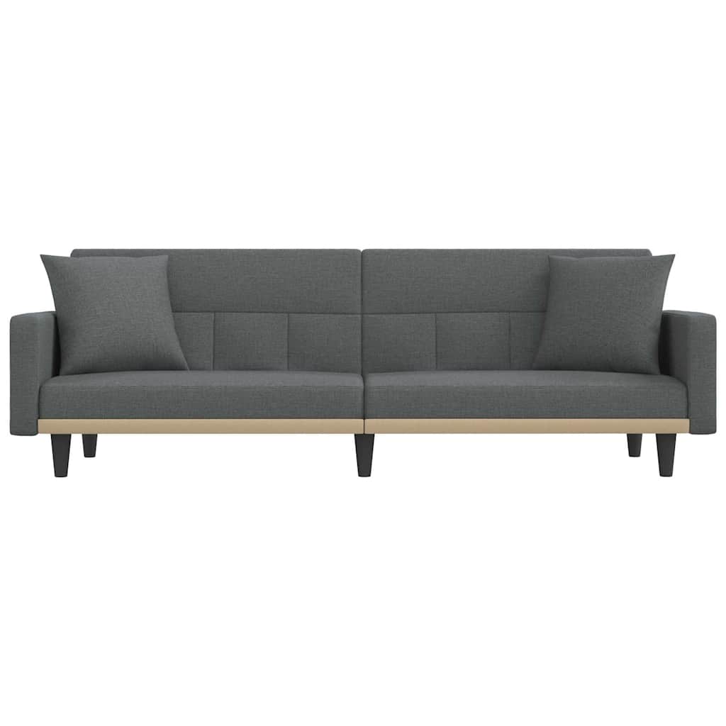 Sofa Bed with Cushions Dark Gray Fabric
