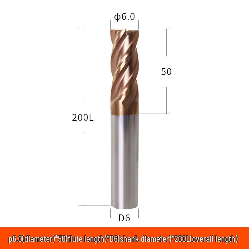 Taiwan 60° Tungsten Carbide 4-Flute Coated End Mill for Steel CNC Machining