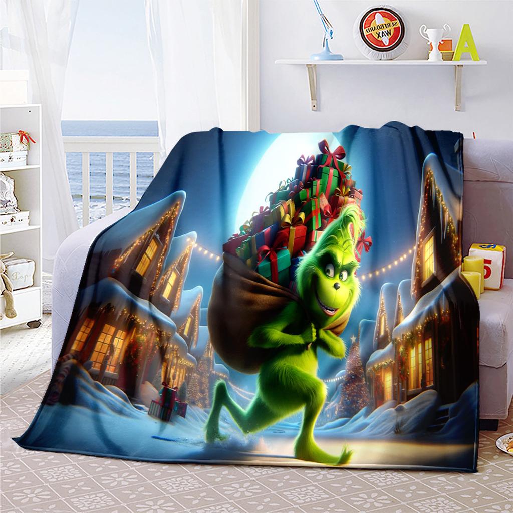 Christmas Gift Comedy Movie How the Grinch Stole Christmas blanket home warming, four season bed decoration sofa cover flannel throwing blanket K6