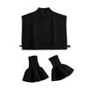 White Big Lapel Fake Collar And Black Detachable Cuff Lace False Collar Stand Removable Faux Col for Women Half Shirt Accessory