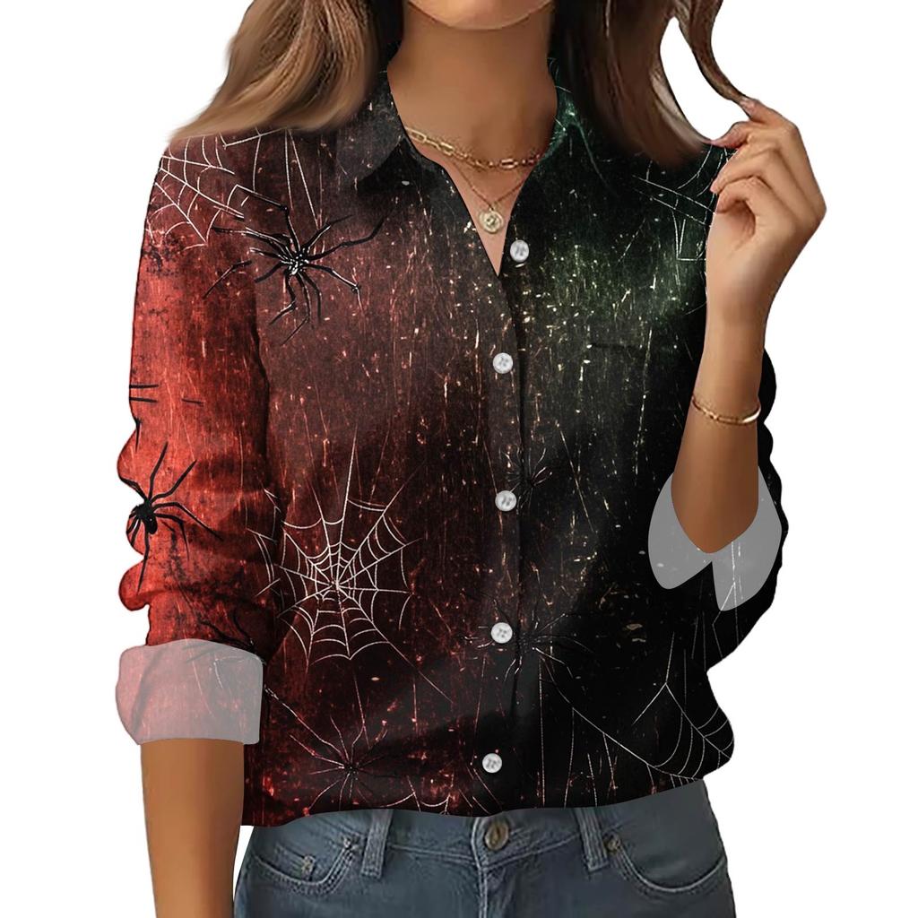 Skjorte for kvinner Bluse med knapp Langermet Uformell Basic skjortekrage Vanlig topp