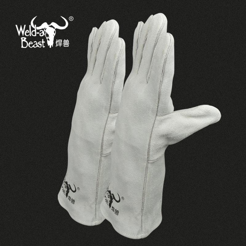 Welding beast welding gloves - extended length, full leather. durable cowhide, high-temperature resistant 4150*36cm*a grade welding beast