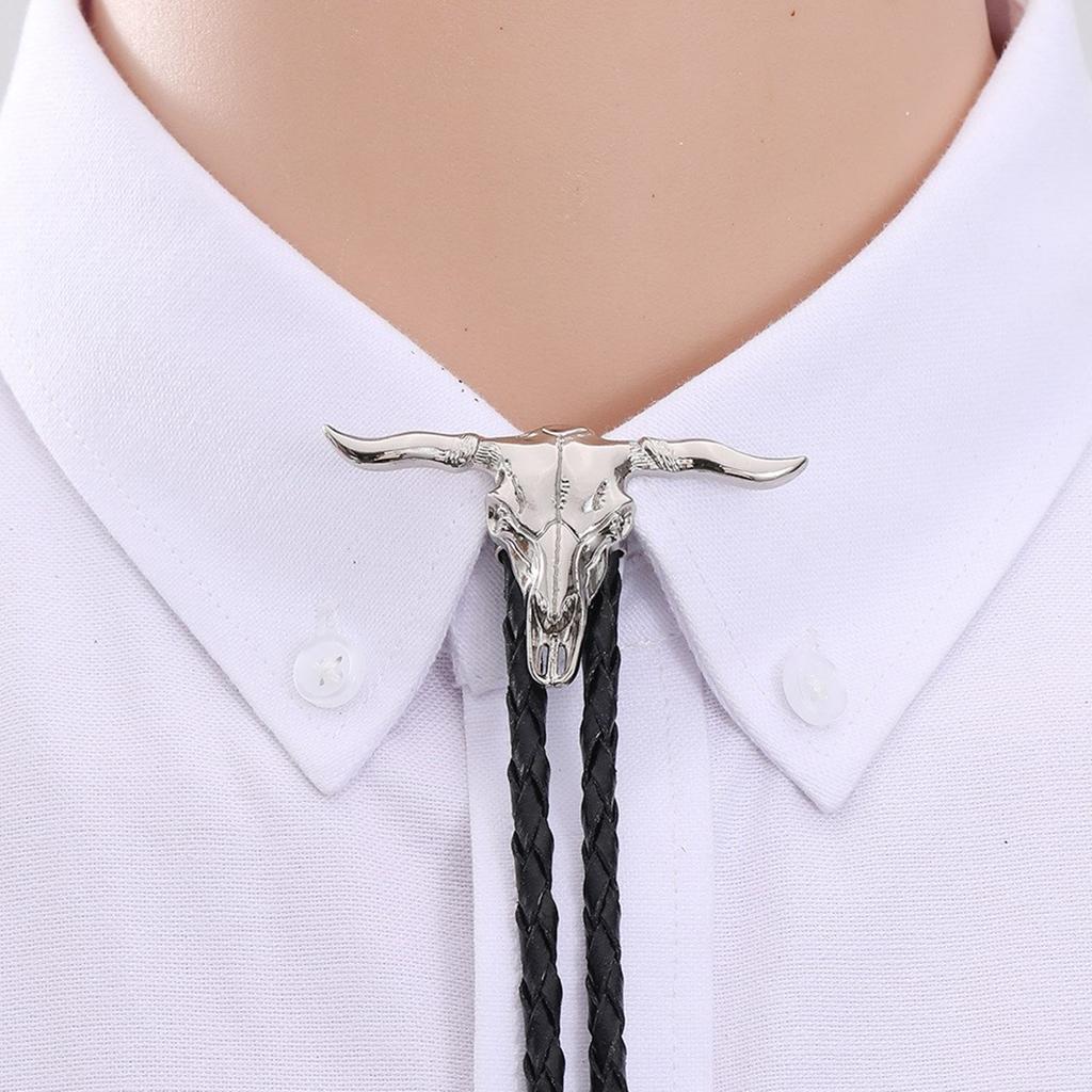 Elegante Bolo-Krawatte mit Stier-Anhänger Stier-Krawatte Western-Halskette Bolo-Krawatte Western-Cowboy-Kostüm