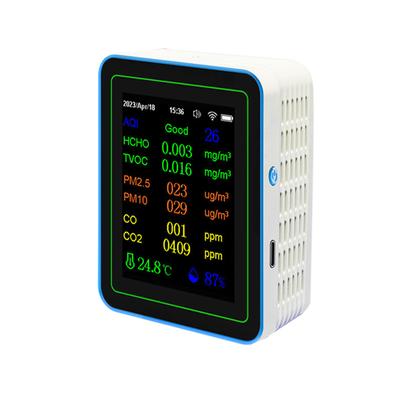 Rilevatore di qualità dell'aria WiFi 12 in 1 Rilevatore di anidride carbonica con visualizzazione di data e ora AQI PM2.5 PM10