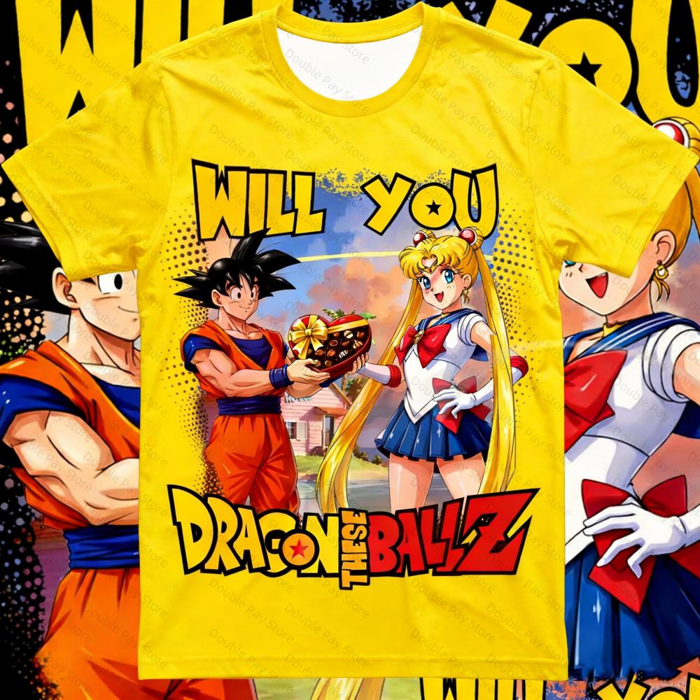 

Will You Dragon These Ballz TShirt Goku x Sailor Moon Funny Anime Unisexs Shirts Casual Fashion Valentine Gift for Women tshirts S