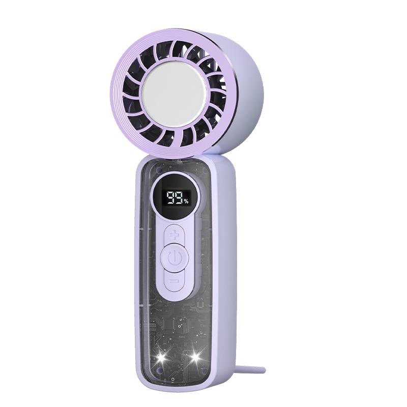 Portable USB-Charged Transparent Fan with Ice Pack and Display Screen for Outdoor Use