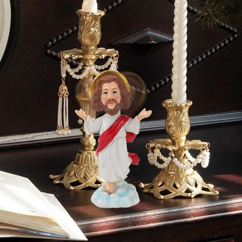 Solcelledrevet Bilpynt Automatisk Svingende Jesus Bobblehead Dukke Leke Religiøs Statue Biltilbehør Dansende Ristende Hjemmedekor