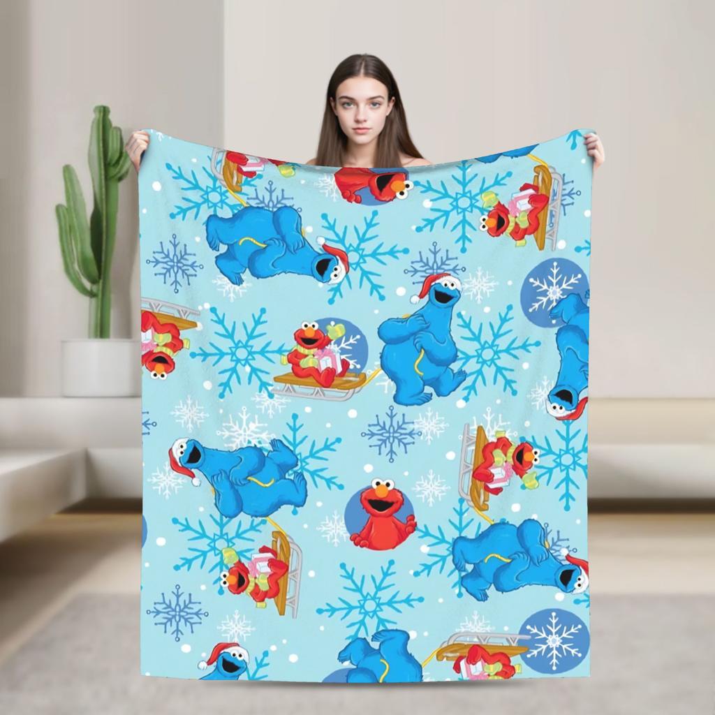 Super Warm Blanket Airplane Travel Zoe and Rosita on Yellow Bedding Throws S-Sesames Streets Flannel Bedspread For Couch Bed