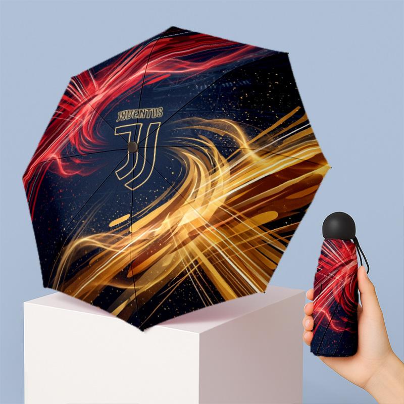 Juventus FC Pattern Printed Mini 5 Folds 8 Ribs Compact Umbrella Windproof Waterproof Lightweight Portable Folding