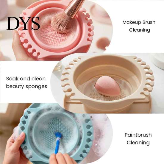 Silicone Painting Brush Rinser Paint Cleaner Cup, with Texture, Foldable Compact Art Washer for Cleaner, Watercolor And Makeup