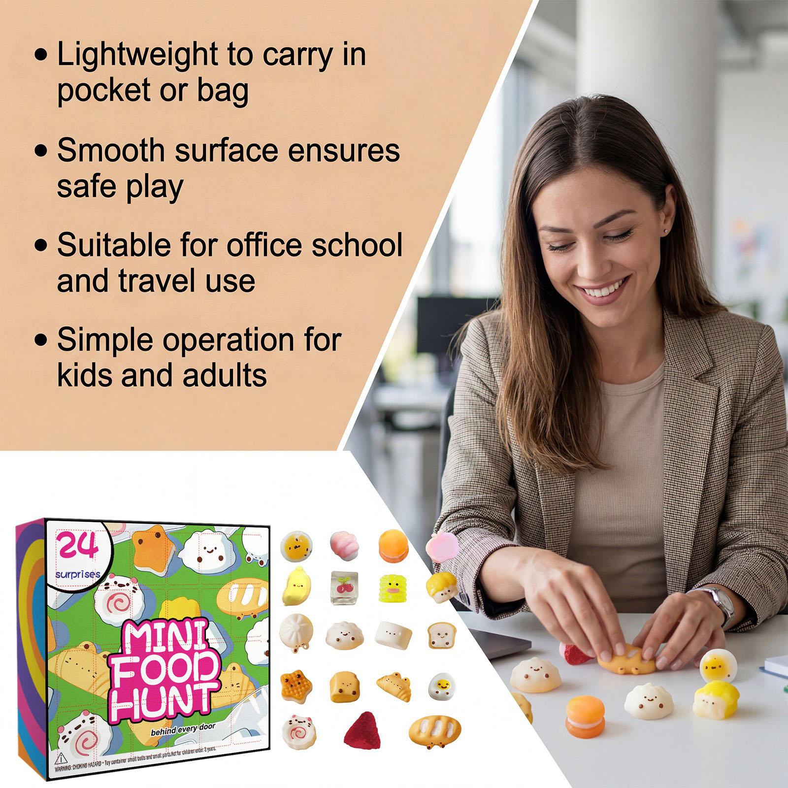 

24-piece Food Extrusion Toy Gift Box Cute Soft Rubber Stress Relief And Venting Children s Creative Gift Set. One Size зелёный