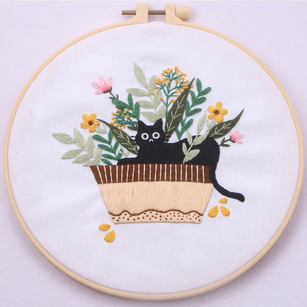 

Набор для вышивания своими руками из-за границы: Ленивый дизайн черного кота Kit without Hoop