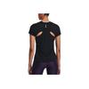 Under Armour Back Hollow Out Elastic Round Neck Training Running Breathable Short Sleeve T-Shirt Women Tops Black 1369764-001