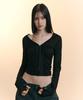 Peullijeunopallou Candela Hooked Shirring Long Sleeve Top (Black)