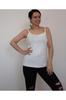 Damenstil Übergröße T-Shirt Off-White (Ecru) Gekämmtes Baumwoll-Viskose-T-Shirt mit Fadenriemen