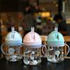 250Ml Cartoon Pattern Outdoor Child Drinking Bottle Straw Cup With Suction Ball For Kids Training Portable Handle Water Bottle