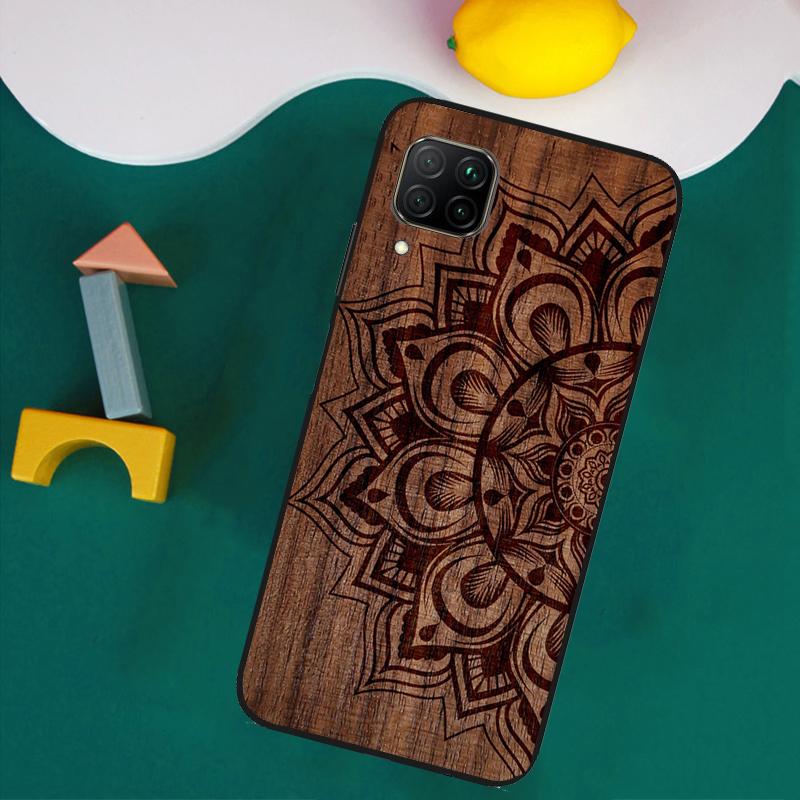 Mandala Floral Wood Case For Huawei P30 Pro P20 P40 Lite Nova 8i 3i 7i 11i 9 10 SE 5T Y60 Y61 Y70 Y90 Y91 Cover