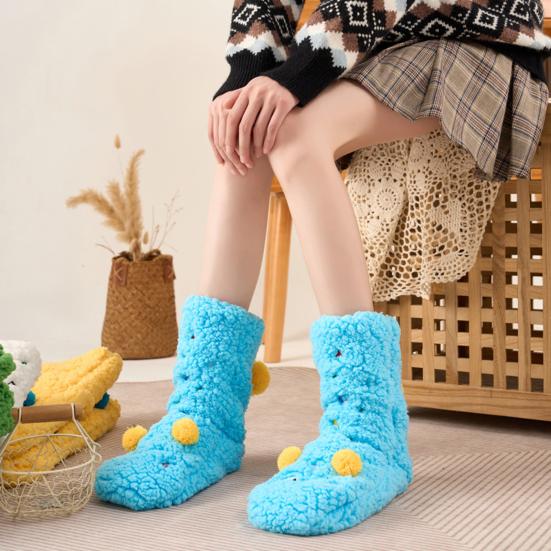 1 Paio Calzini da Pavimento in Peluche Spessi Caldi per Interni con Suola Antiscivolo