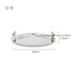 Electroplated Stainless Steel Round Tray Nordic Ins Style Wooden Handle Storage Disc For Tea Cups Plates And Water Cups
