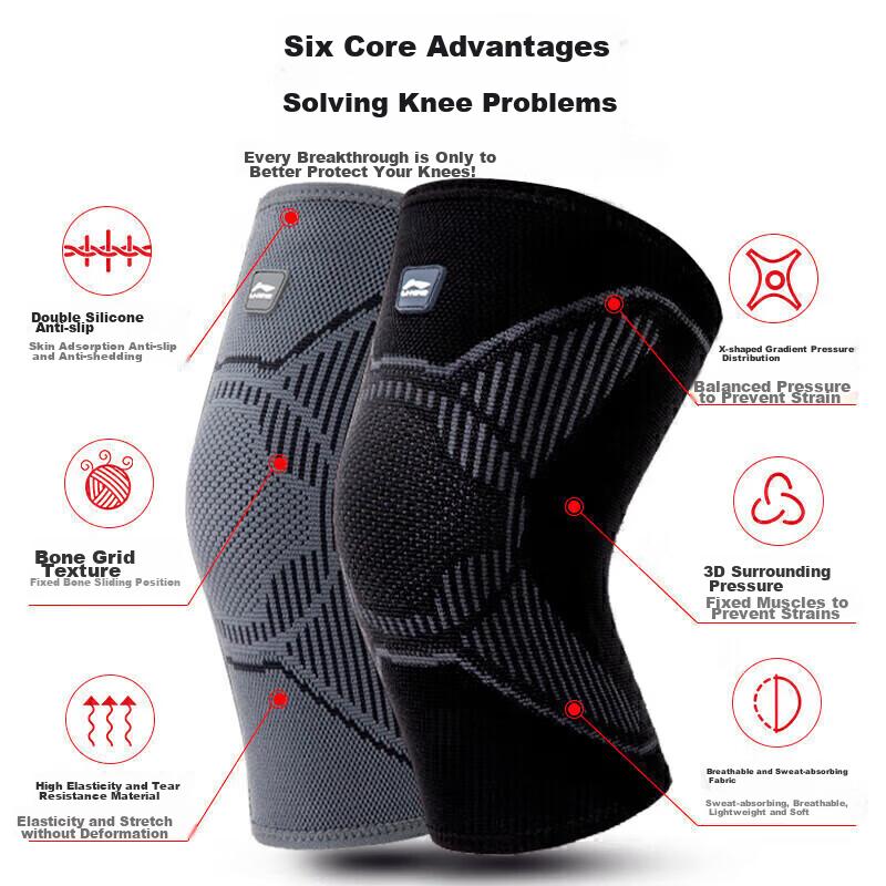 Li-Ning Knee Brace for Sports, Running, Arthritis, Summer Thin Meniscus, Cold Legs, Warmth, Hiking, Basketball Knee Protector