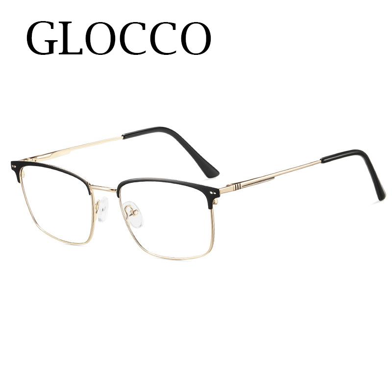 New TR90 Metal Half Frame Anti Blue Light Reading Glasses Fashion Square Semi Rimless Eyewear for Men Computer Goggles