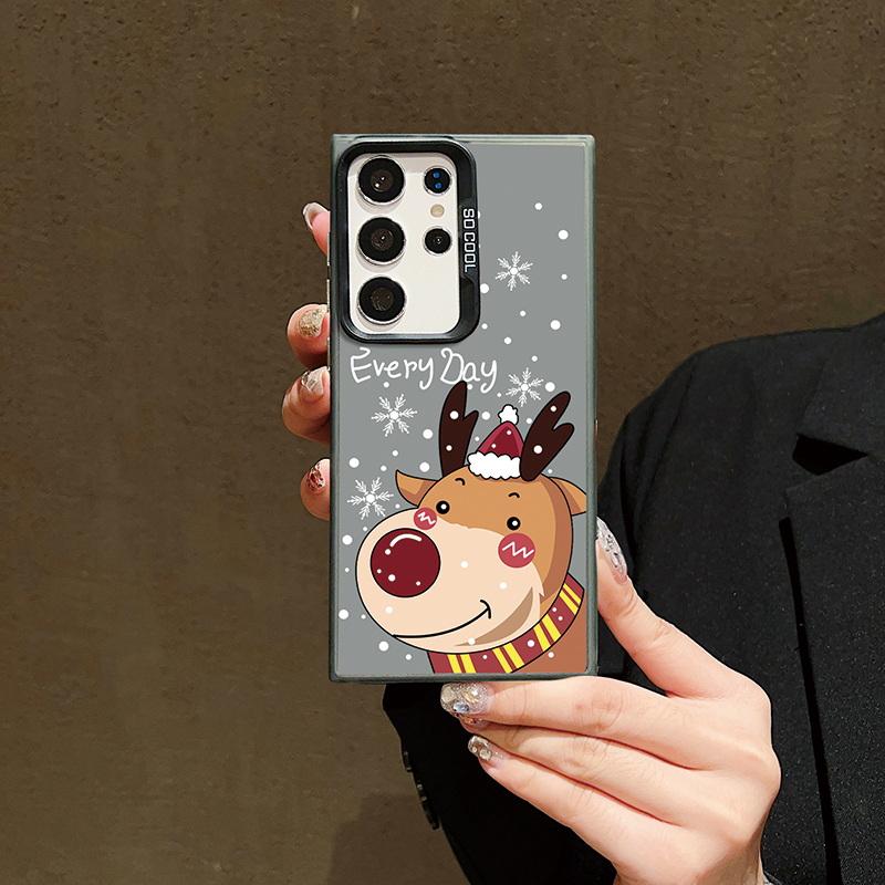 Husă pentru telefon cu laser pentru astronauți de Crăciun pentru iPhone 15 14 Pro Max 13 12 11 Samsung S23 S22 Ultra A54 A53 Copertă din spate cu model de căprior Moș Crăciun antișoc